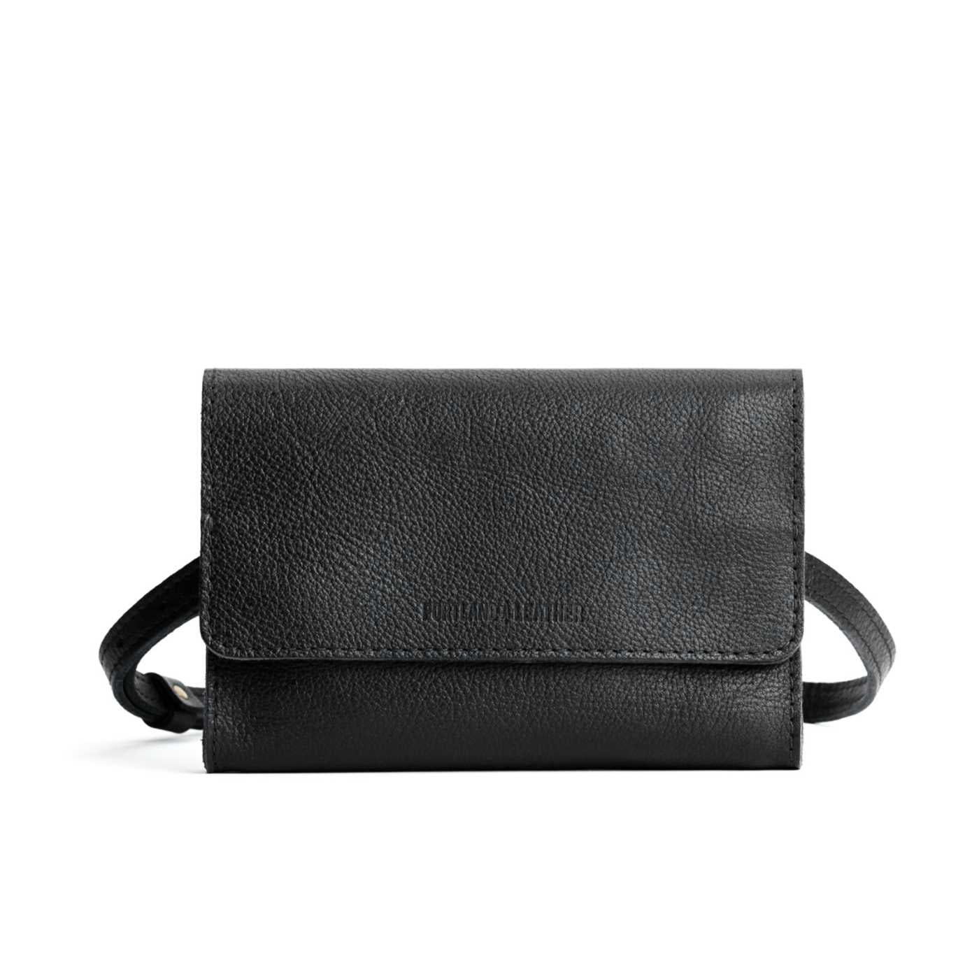 Pebbled--black | Petite bag with magnetic flap closure and adjustable belt strap