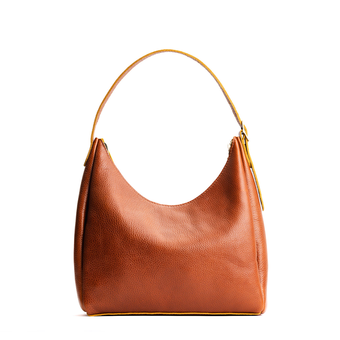 Sienna*Large | U-shaped, flat-bottomed leather shoulder bag with adjustable strap