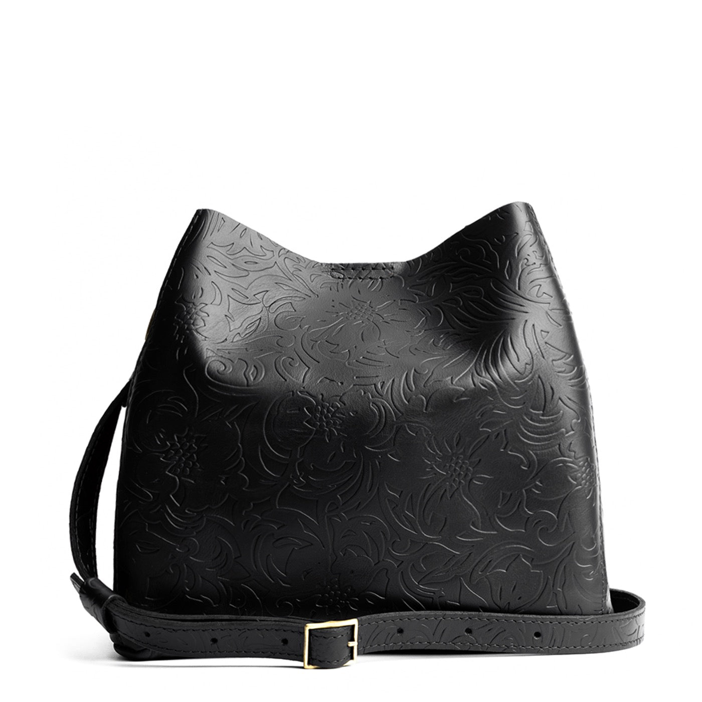 Dahlia | symmetrical bucket bag with latch closure and removable crossbody strap