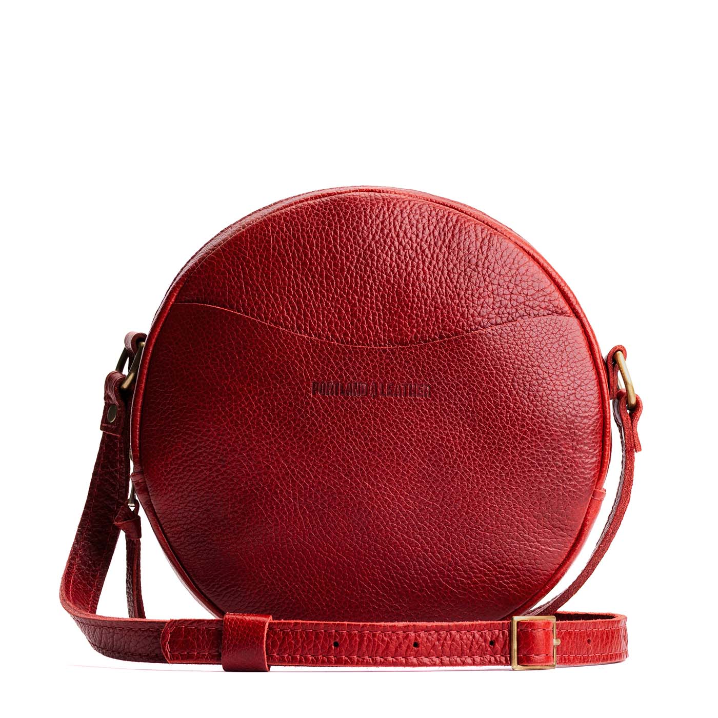 Chili Red*Large | Circle shaped crossbody bag with top zipper