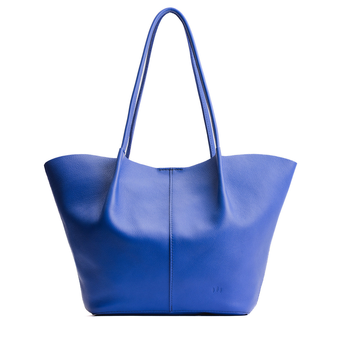 Astro Blue*Oversized | Extra wide bucket shaped tote bag with matching leather handles