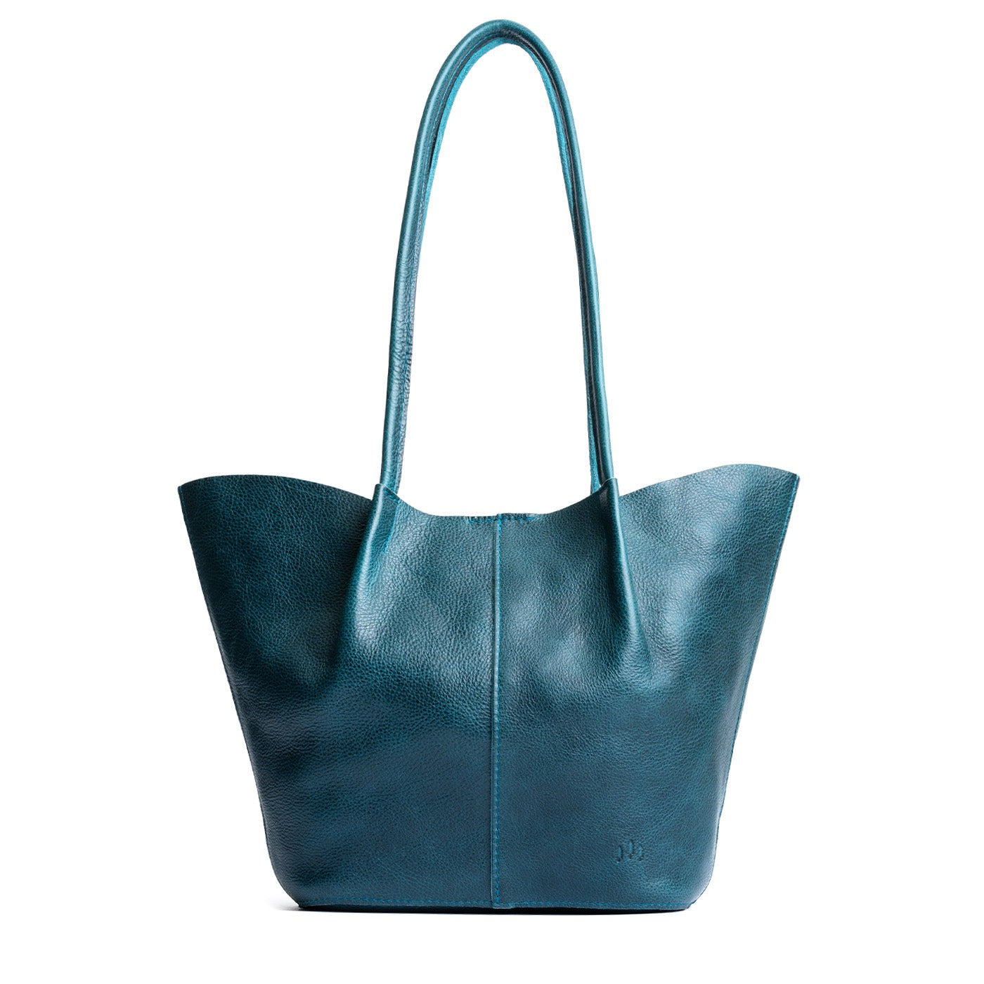 Lagoon*Large | Wide bucket shaped tote bag with matching leather handles