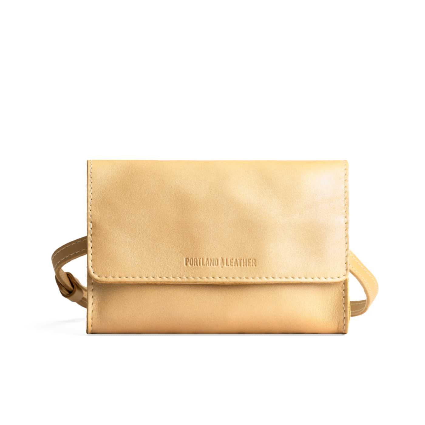 Champagne | Petite bag with magnetic flap closure and adjustable belt strap