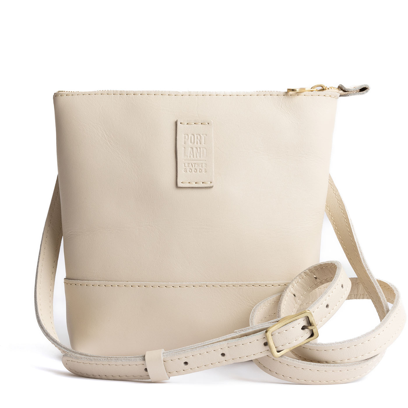Bone | Small rectangular crossbody purse with top zipper and interior pocket
