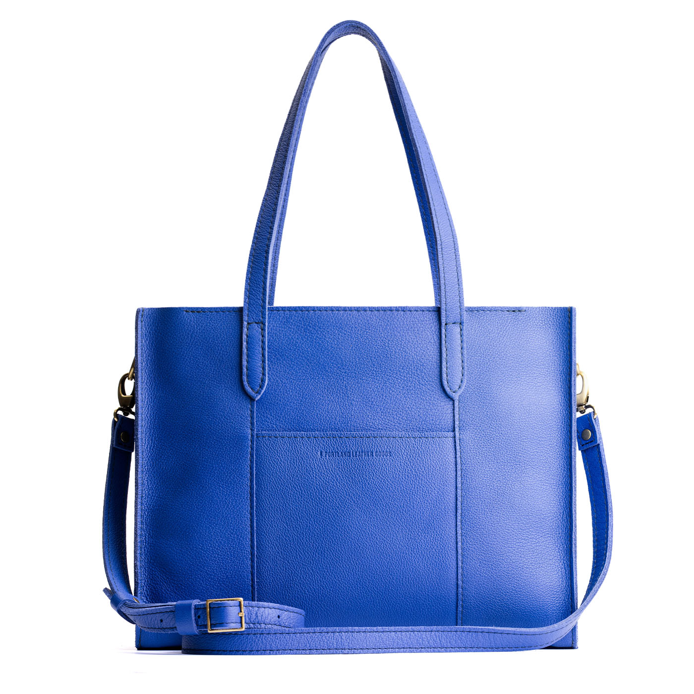 Astro Blue*East/West | Structured wide tote bag with overlapping panels and crossbody strap