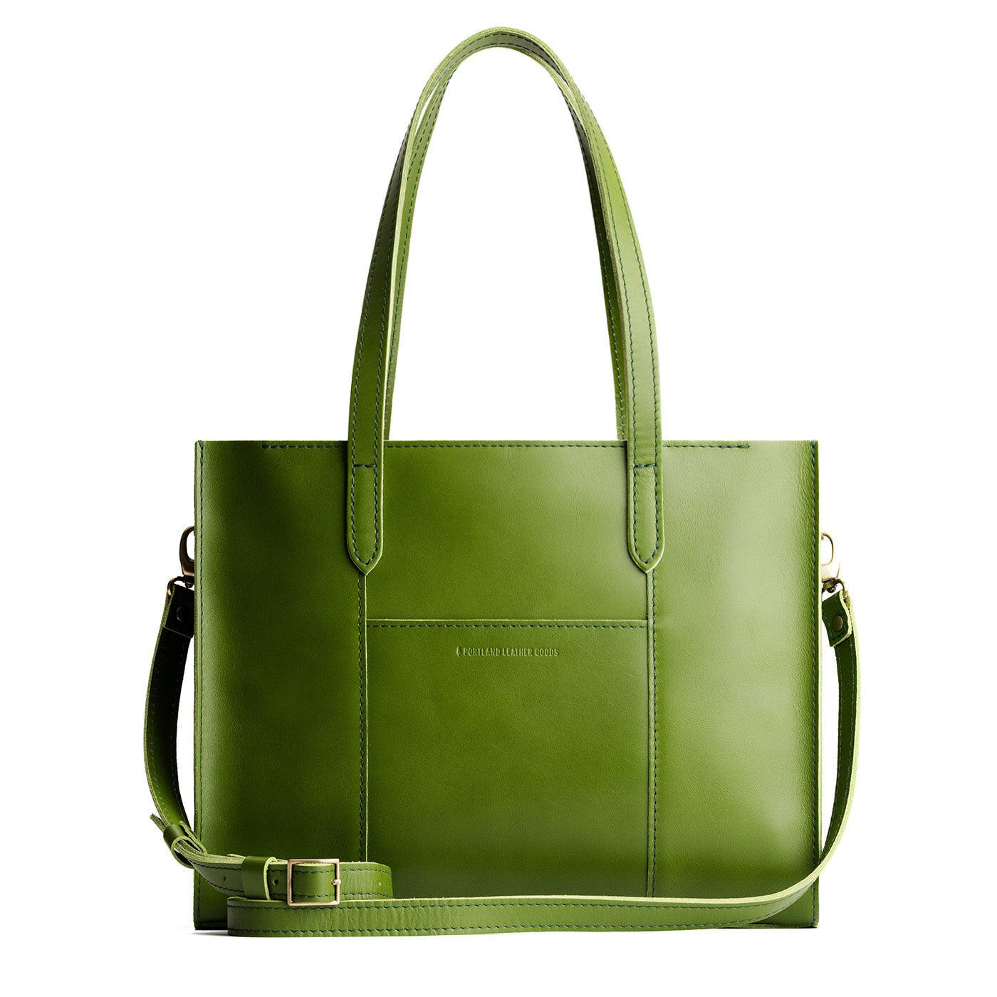 Green Apple*East/West | Structured wide tote bag with overlapping panels and crossbody strap