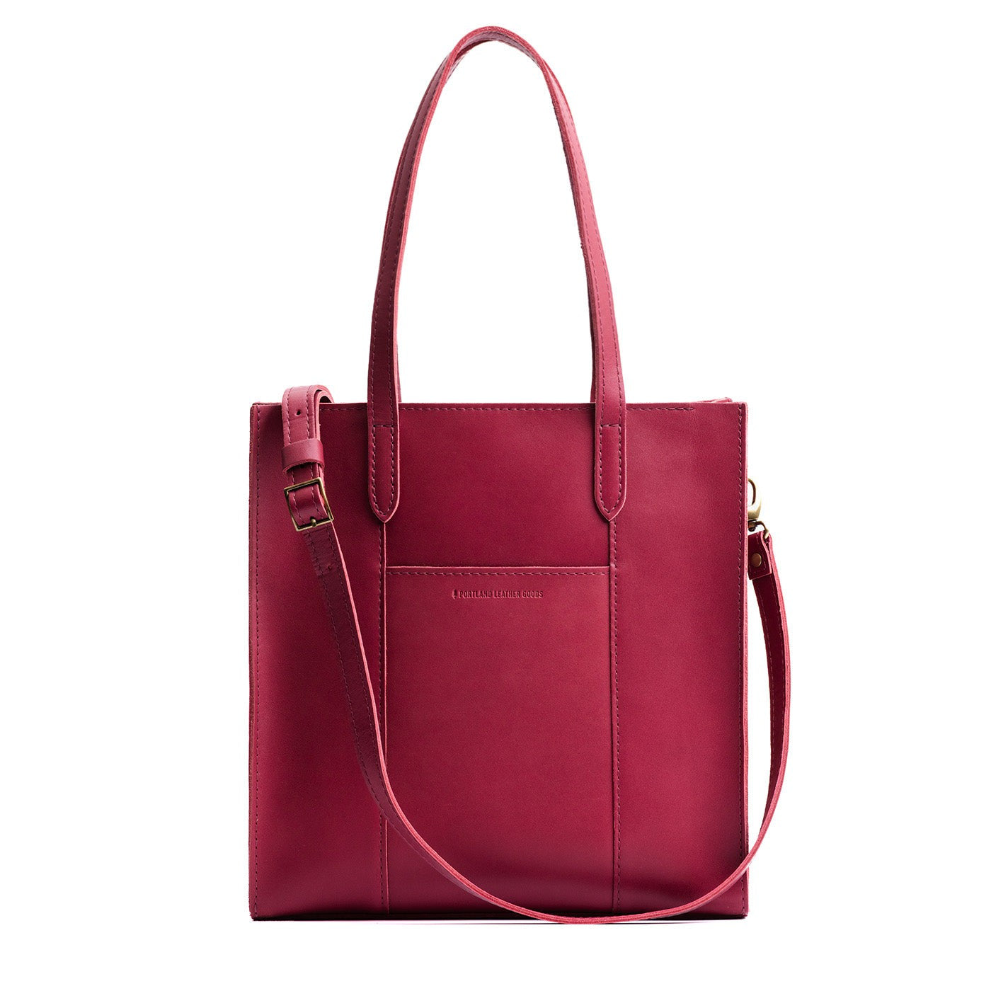 Berry Good*North/South | Structured large tote bag with overlapping panels and crossbody strap