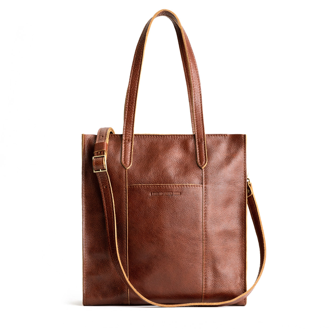 Nutmeg*North/South | Structured large tote bag with overlapping panels and crossbody strap