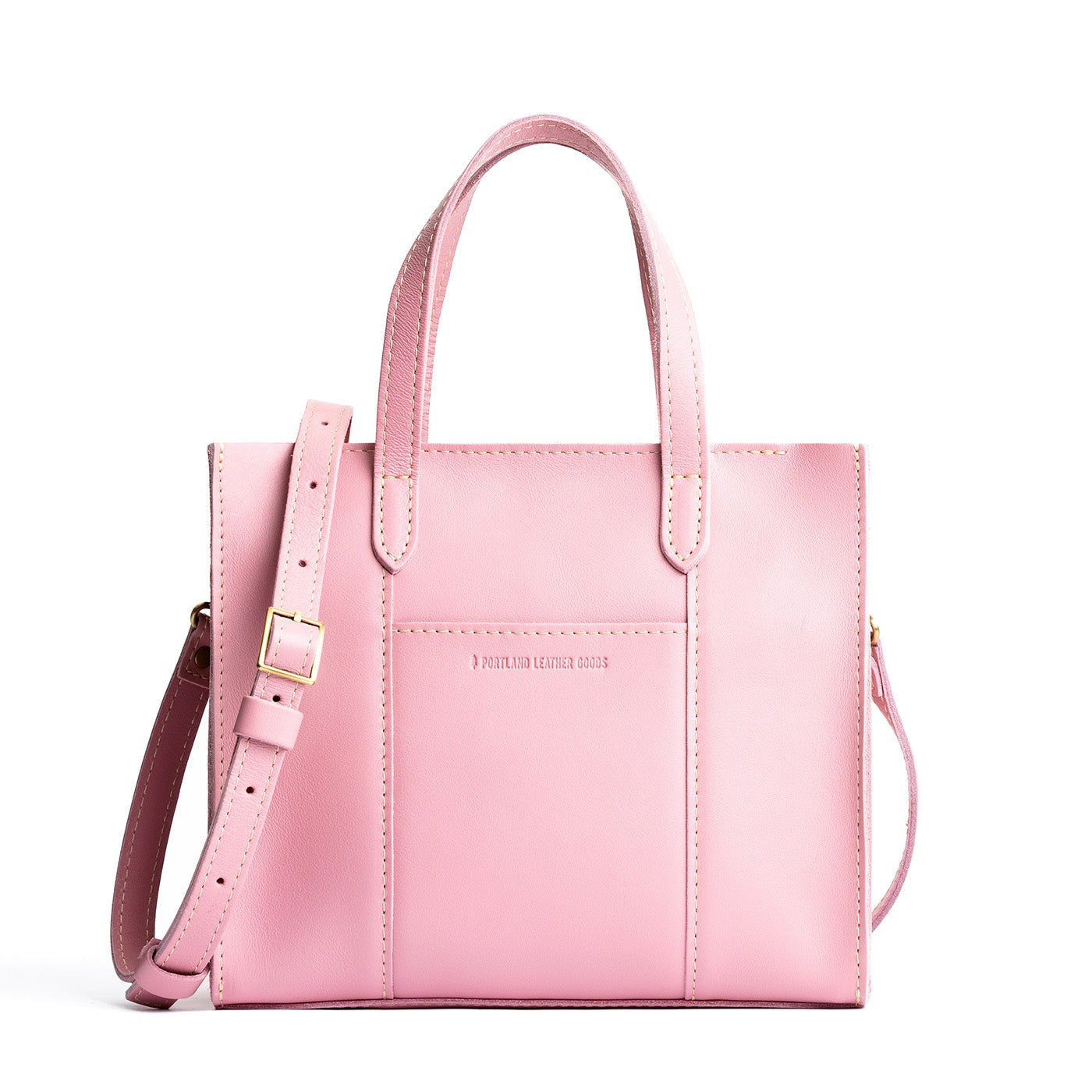 Vintage Pink*Zipper | Structured mid-size tote bag with overlapping panels and crossbody strap