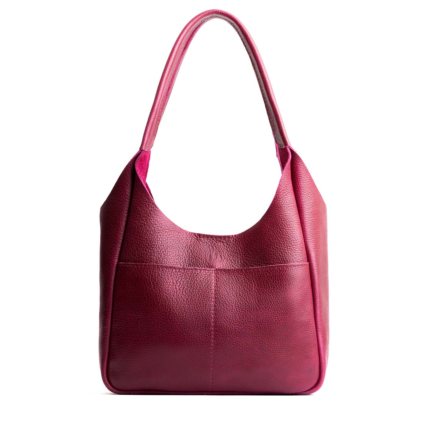 Orchid*Large | U-shaped, flat-bottomed leather shoulder bag with two outside pockets