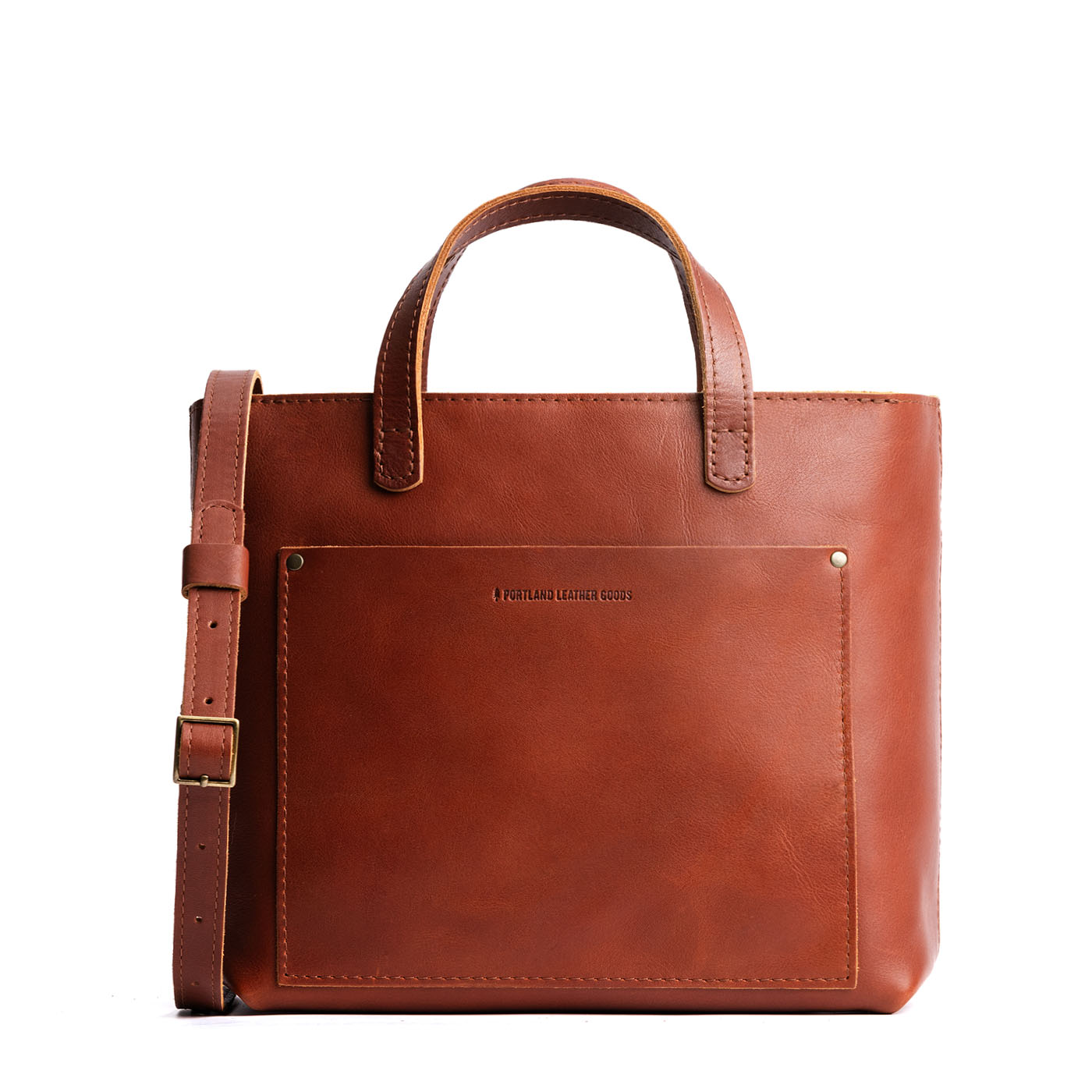 Chestnut*Zipper | Midsize crossbody tote with handles and a pocket