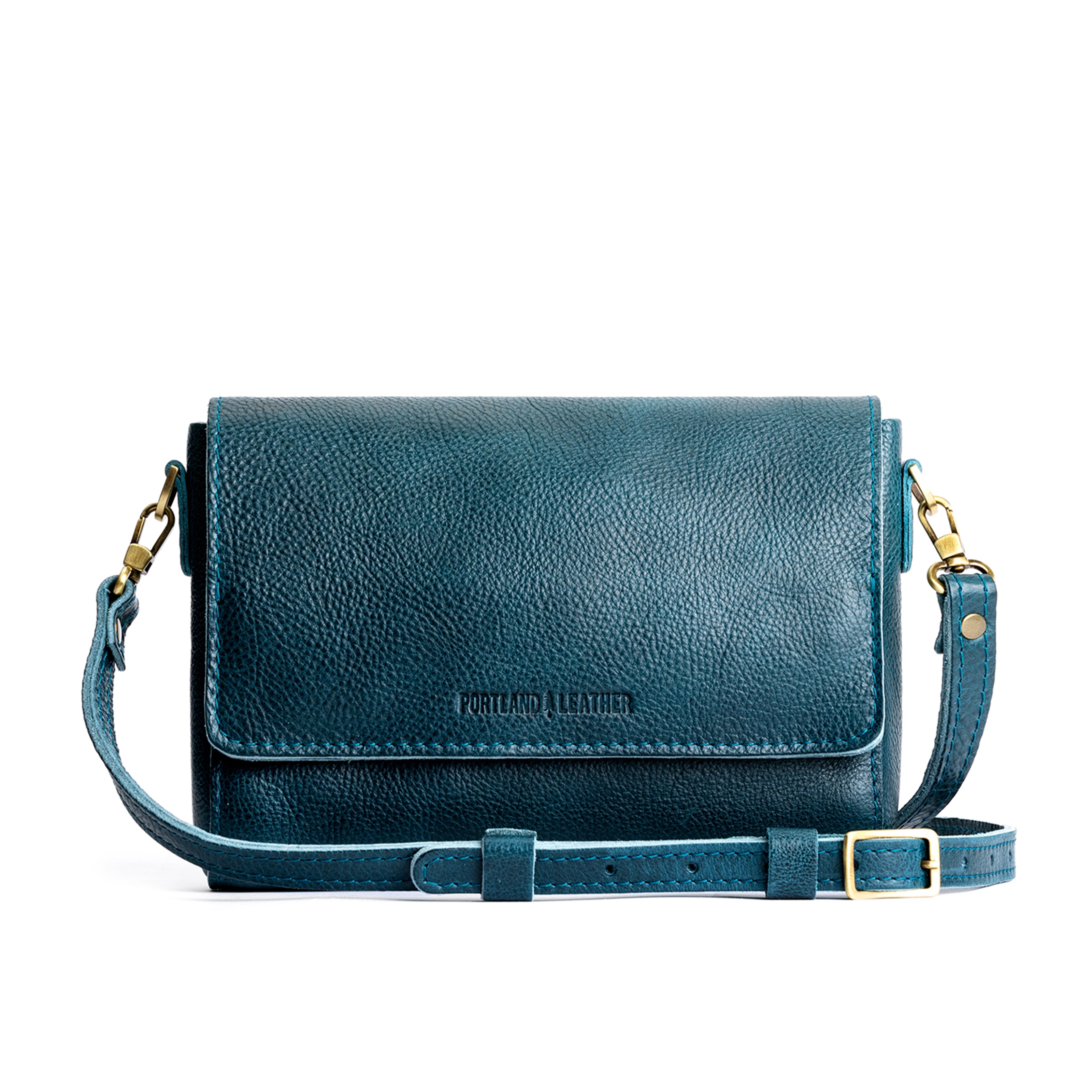 Lagoon*Medium | Small Leather Crossbody Bag with Magnetic Messenger Bag Closure