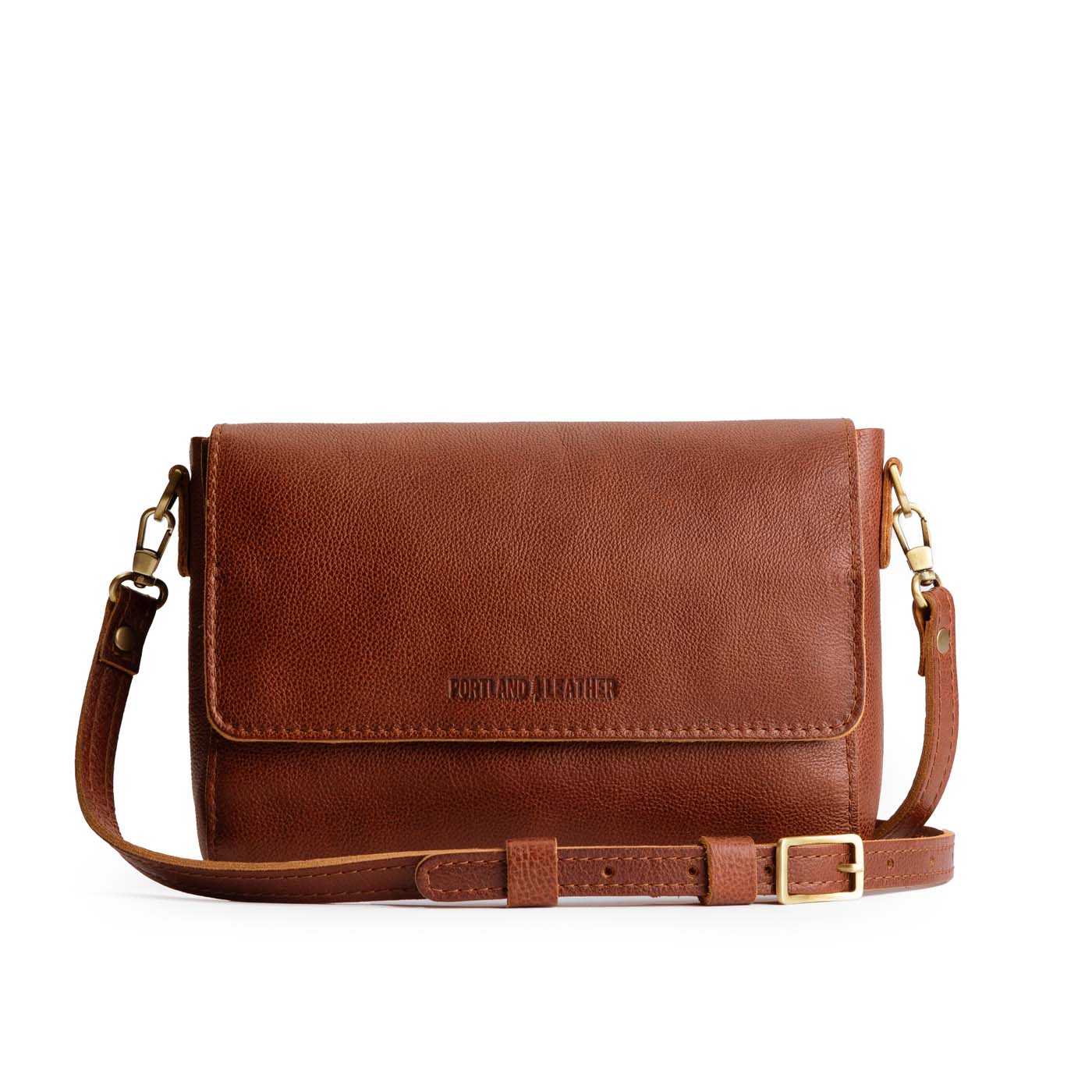 Nutmeg*Medium | Leather Crossbody Bag with Magnetic Messenger Bag Closure