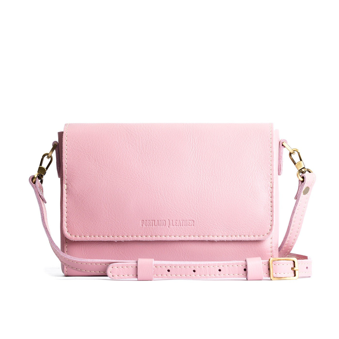 Vintage Pink*Medium | Leather Crossbody Bag with Magnetic Messenger Bag Closure