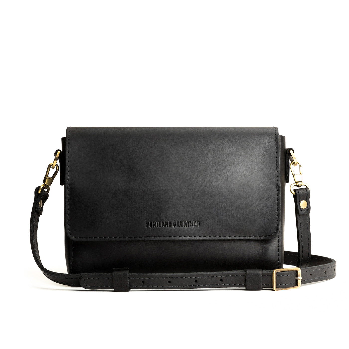 Black*Medium | Leather Crossbody Bag with Magnetic Messenger Bag Closure