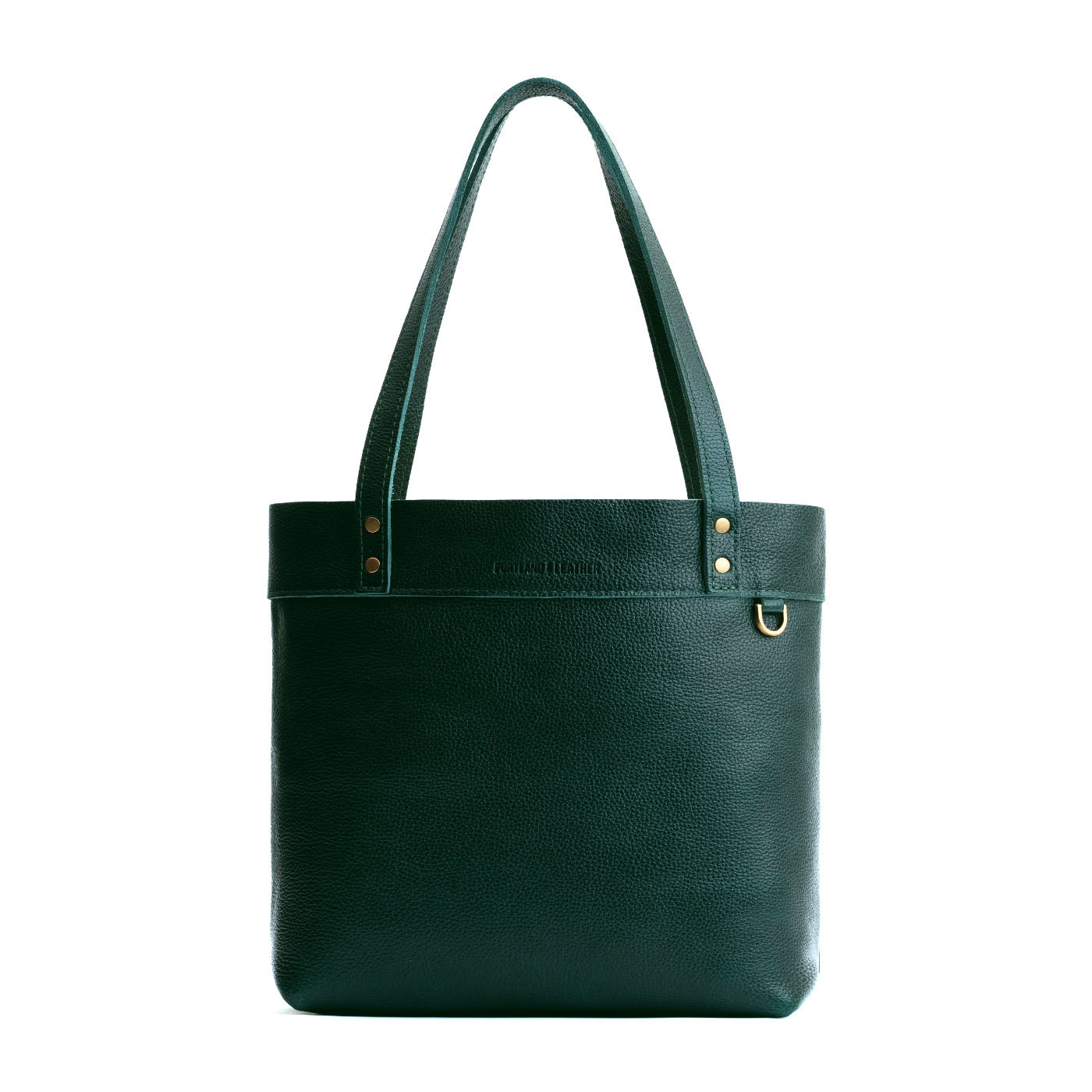 Forest Green | Leather tote bag with riveted straps and exterior key loop