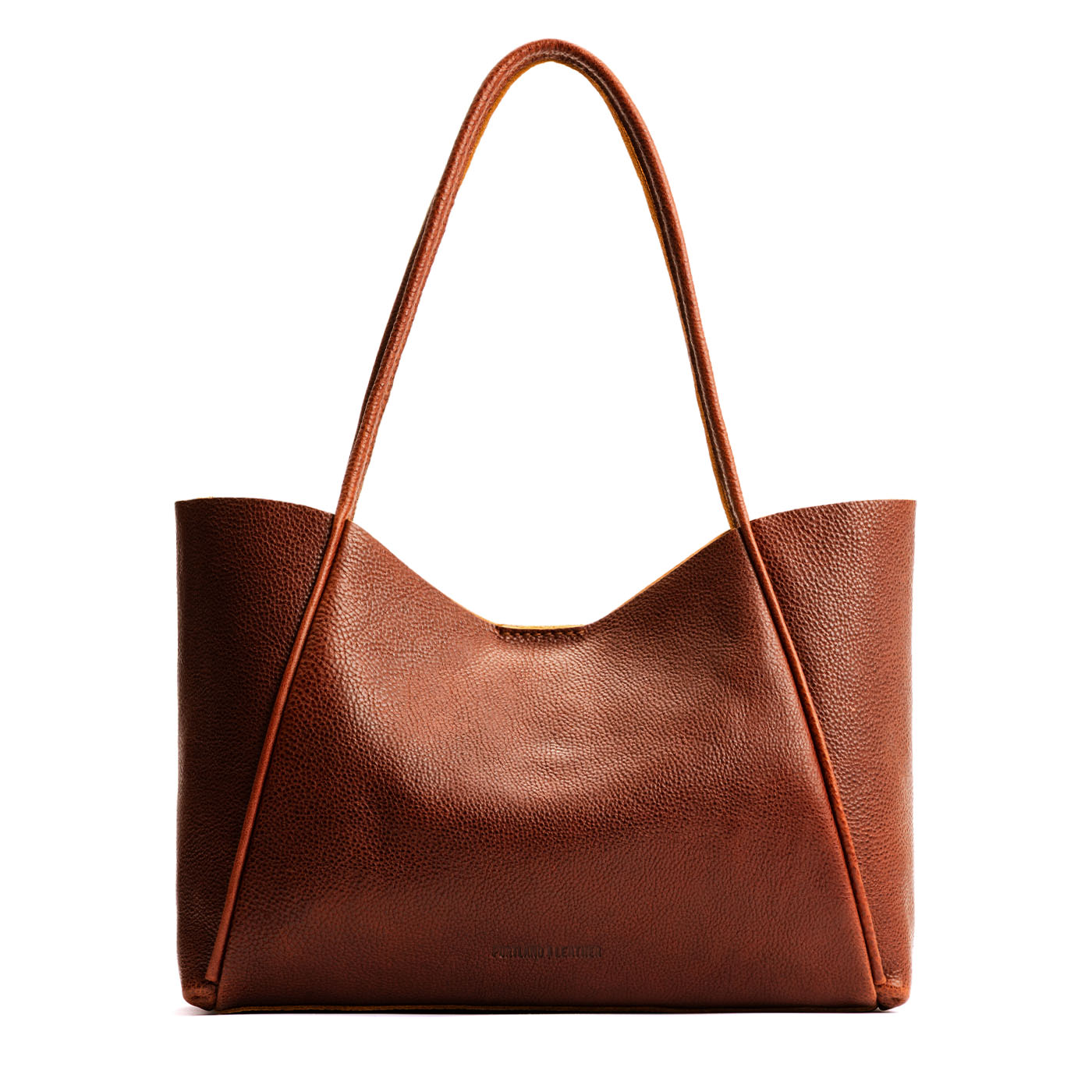 Nutmeg*Large | Large wide tote with leather straps and snap closure
