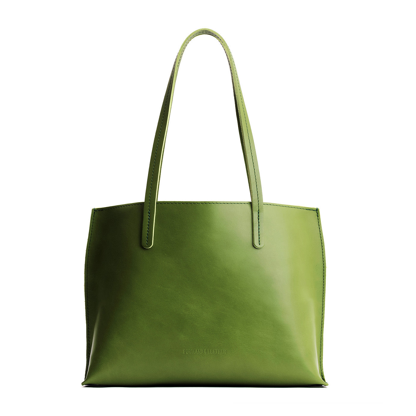 Green Apple*Medium | Leather tote bag with interior snap key loop
