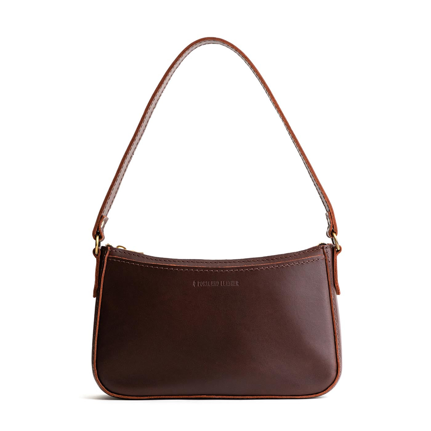  Cognac | Petite bean shaped shoulder bag with a zipper closure
