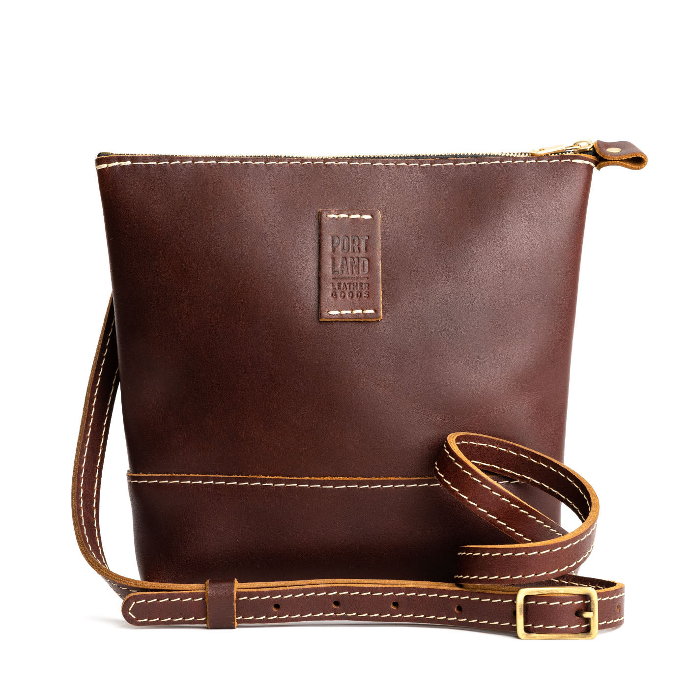  Cognac | Small rectangular crossbody purse with top zipper and interior pocket