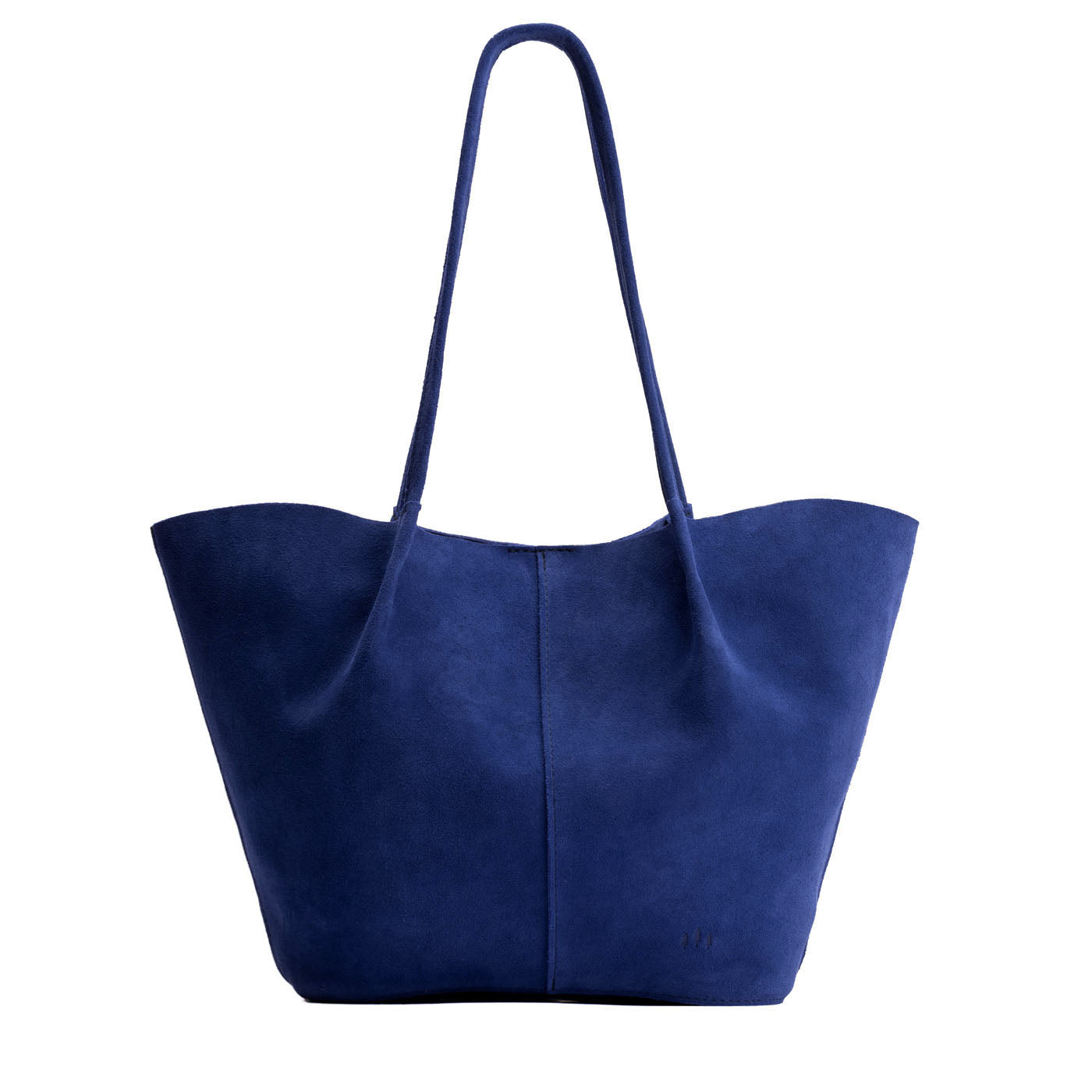 Joni Blue*Oversized | Extra wide bucket shaped tote bag with matching leather handles