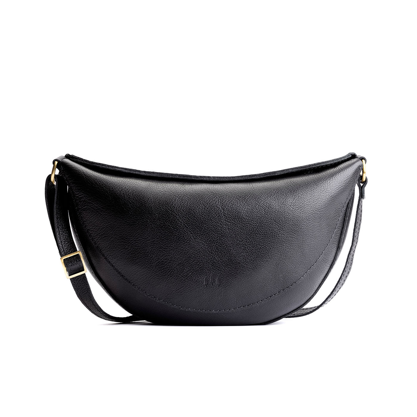 Pebbled--black*Large | Half circle shaped sling bag