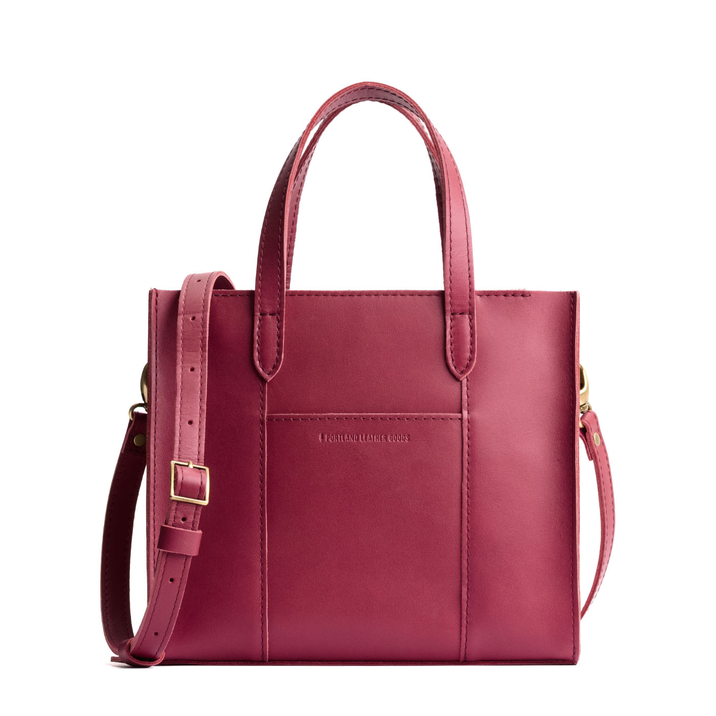 Berry Good*Zipper | Structured mid-size tote bag with overlapping panels and crossbody strap
