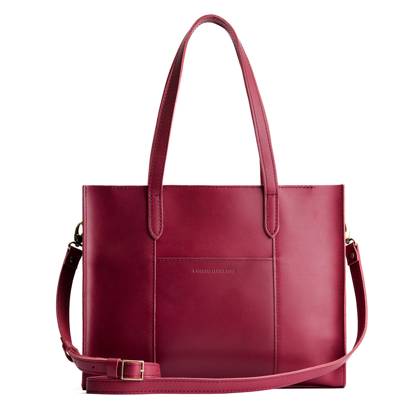 Berry Good*East/West | Structured wide tote bag with overlapping panels and crossbody strap