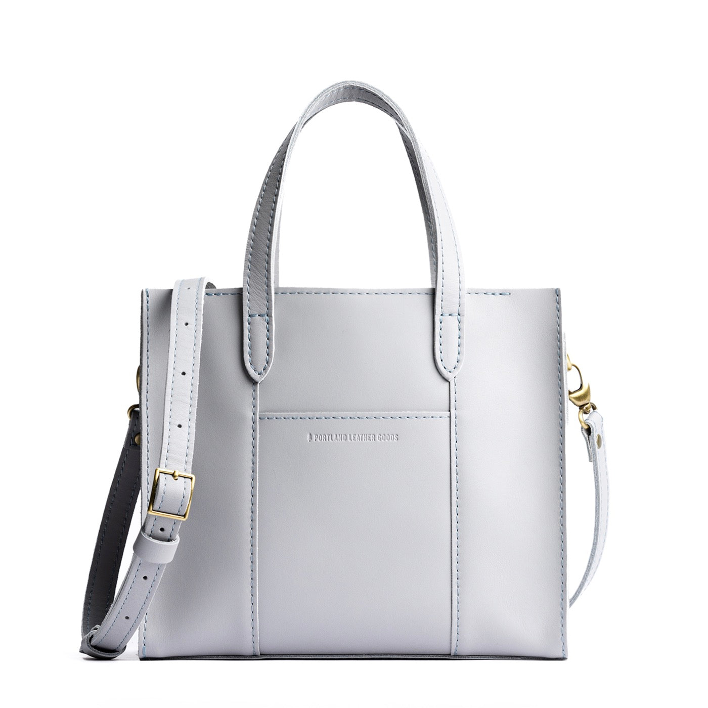 Formal Grey*Zipper | Structured mid-size tote bag with overlapping panels and crossbody strap