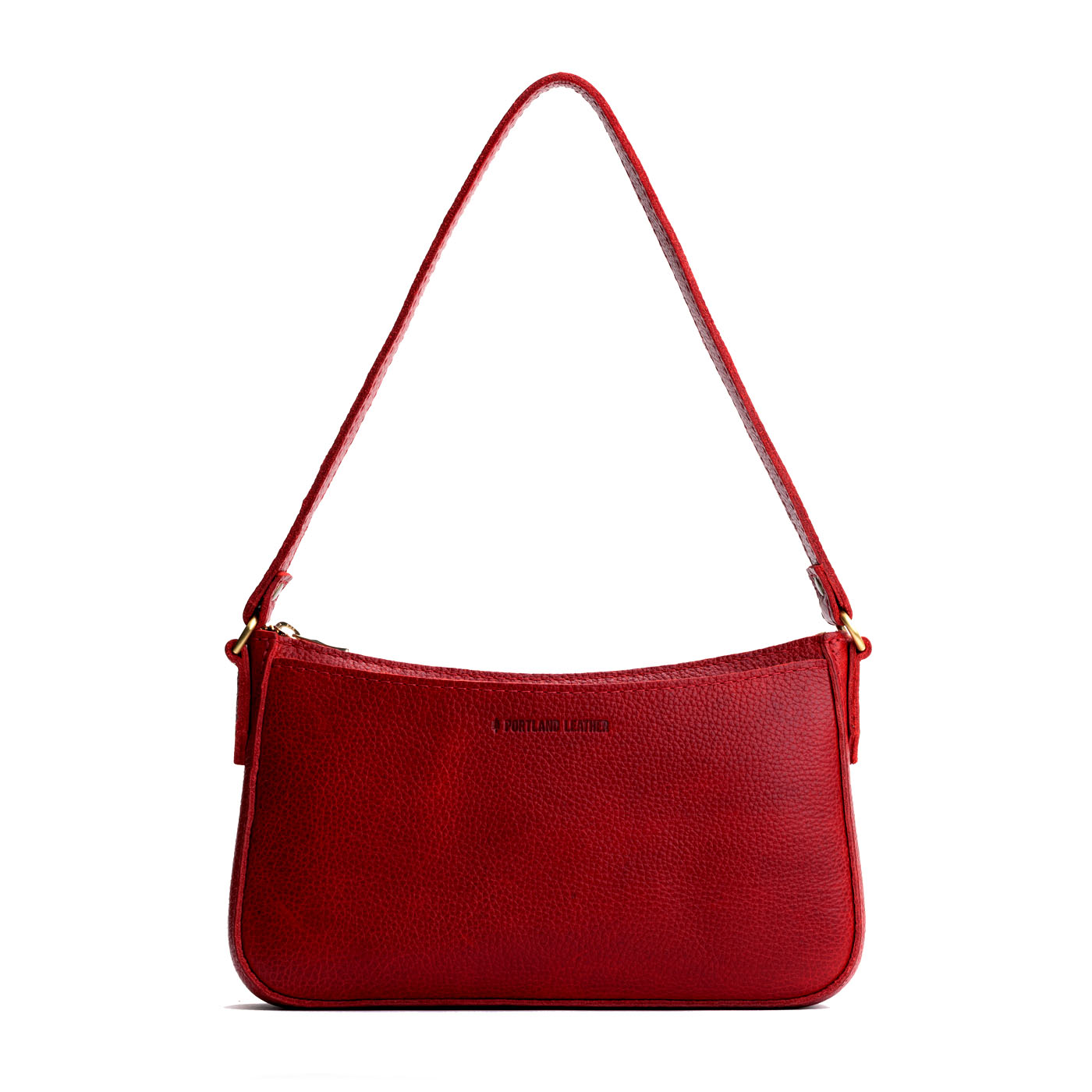 Chili Red | Petite bean shaped shoulder bag with a zipper closure