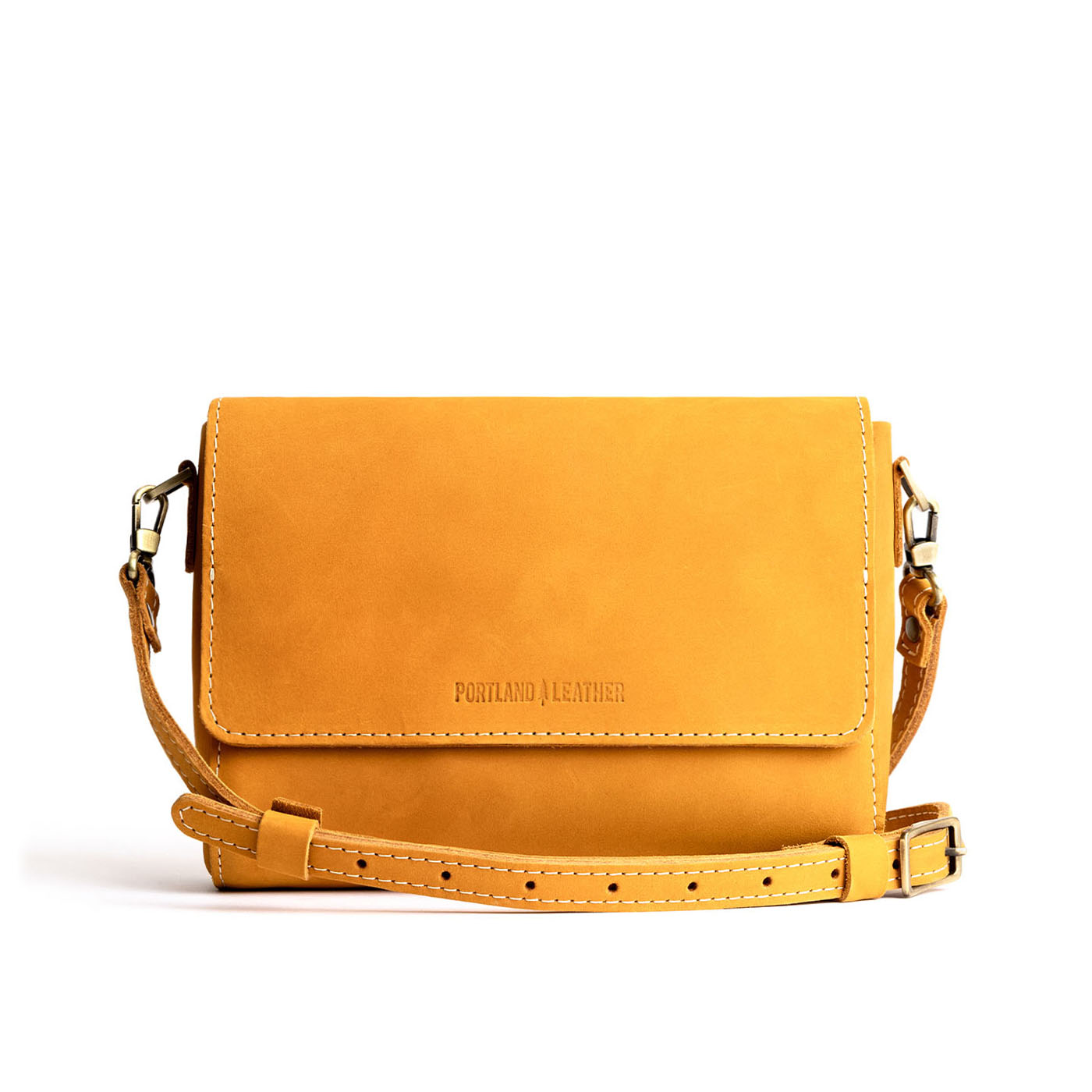Turmeric*Medium  | Leather Crossbody Bag with Magnetic Messenger Bag Closure