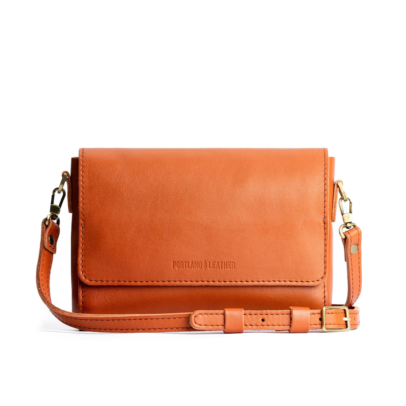 Persimmon*Medium | Leather Crossbody Bag with Magnetic Messenger Bag Closure