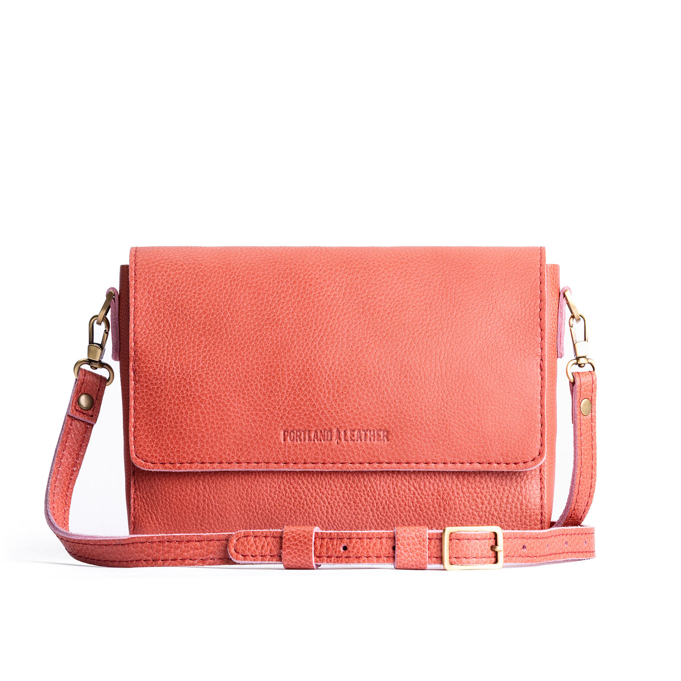 Watermelon*Medium | Leather Crossbody Bag with Magnetic Messenger Bag Closure