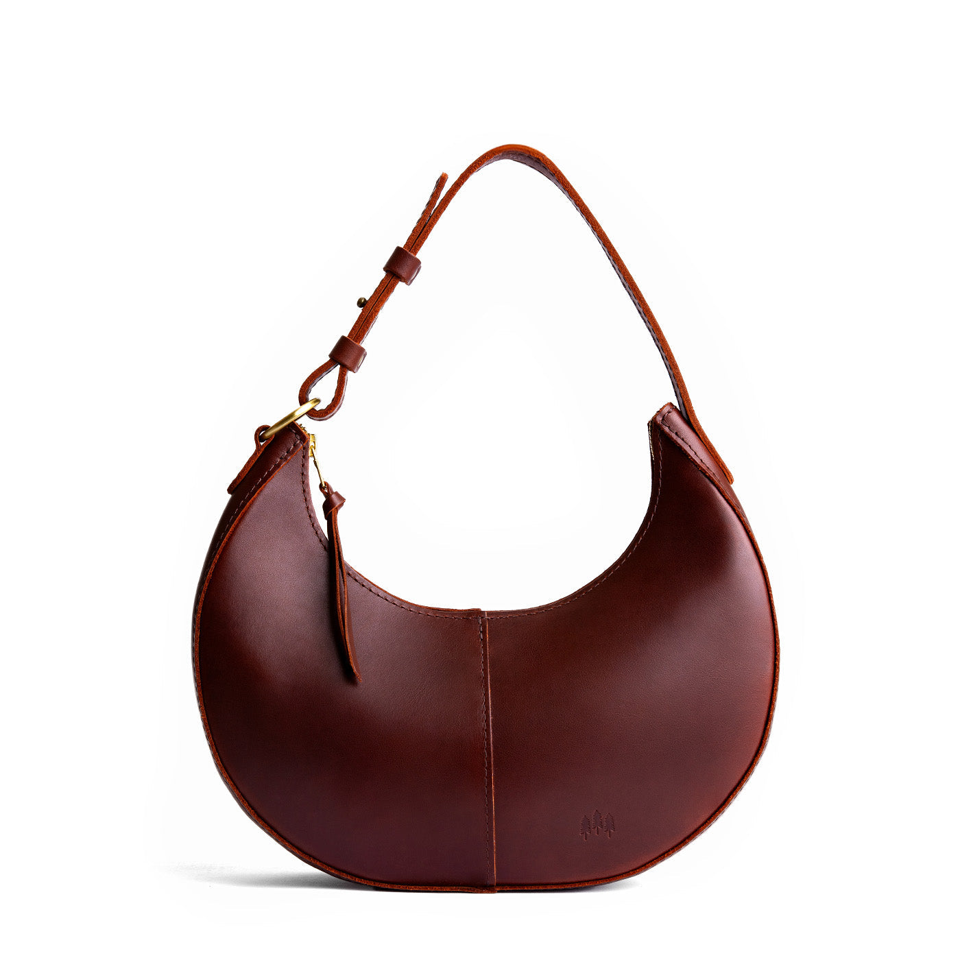Cognac*Classic | Crescent shaped shoulder bag with zipper closure and adjustable strap