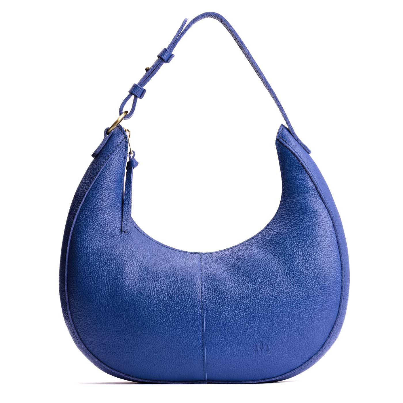 Molino Blue*Large | Crescent shaped shoulder bag with zipper closure and adjustable strap
