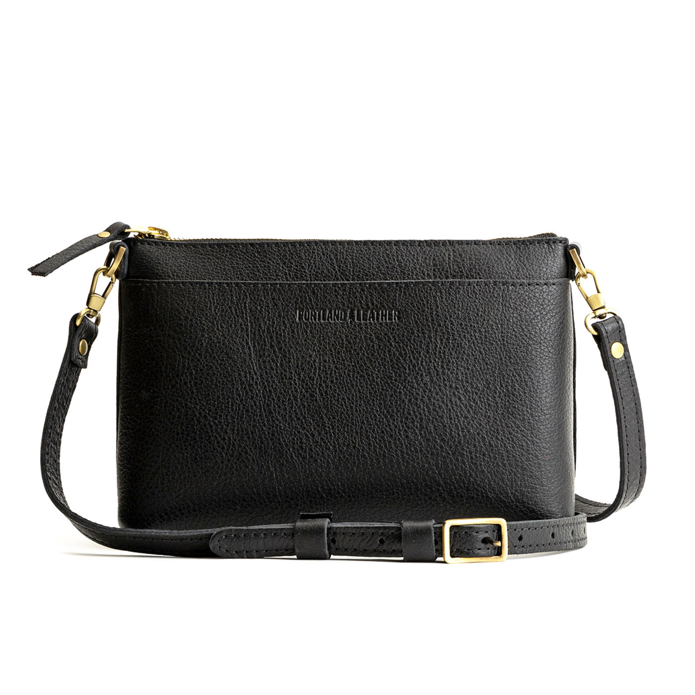  Pebbled--black*Classic | Zip top petite crossbody bag with detachable strap
